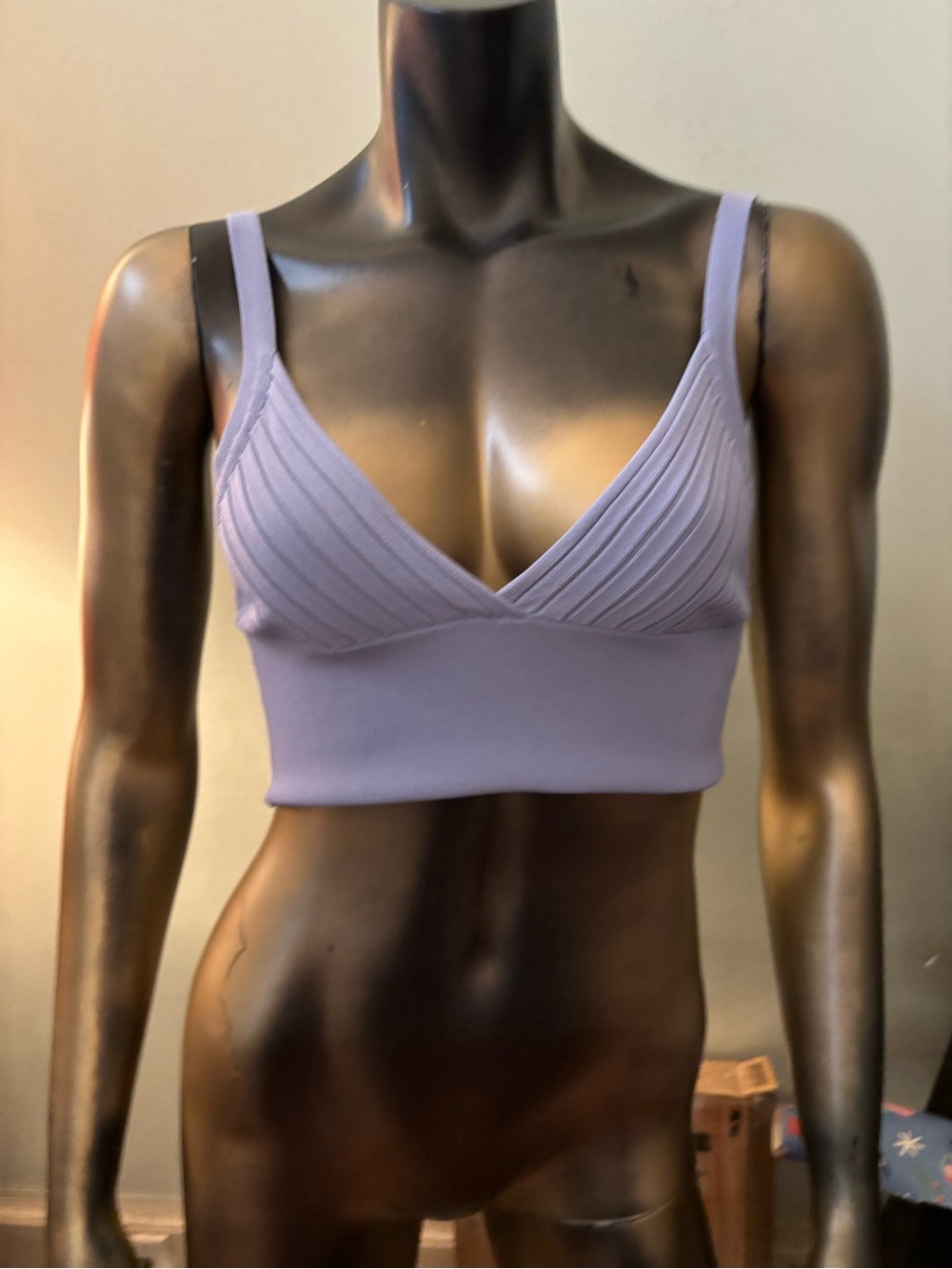 Zara Ribbed V-Neck Bralette in Lavender
